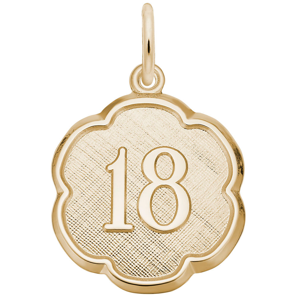 Rembrandt Charms - Number Eighteen Scalloped Disc Charm - 1333 Rembrandt Charms Charm Birmingham Jewelry 