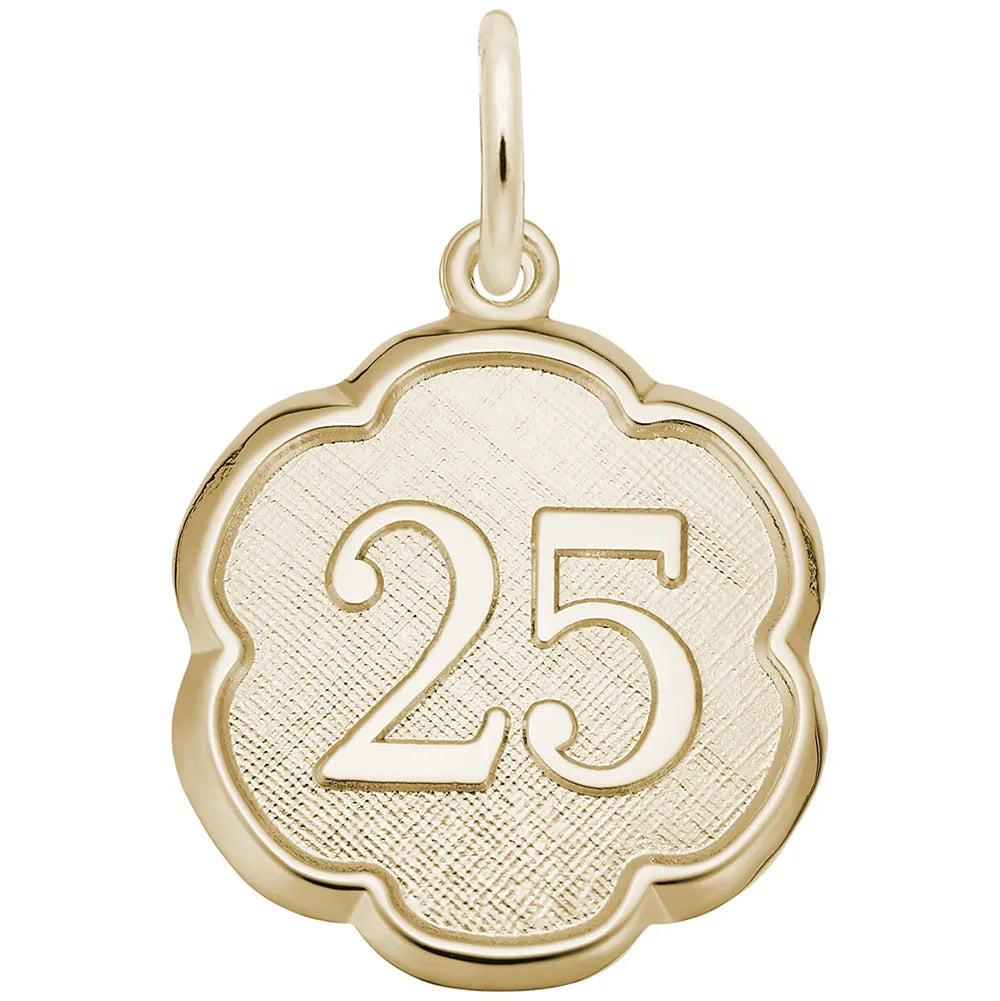 Rembrandt Charms - Number Twenty Five Scalloped Disc Charm - 1335