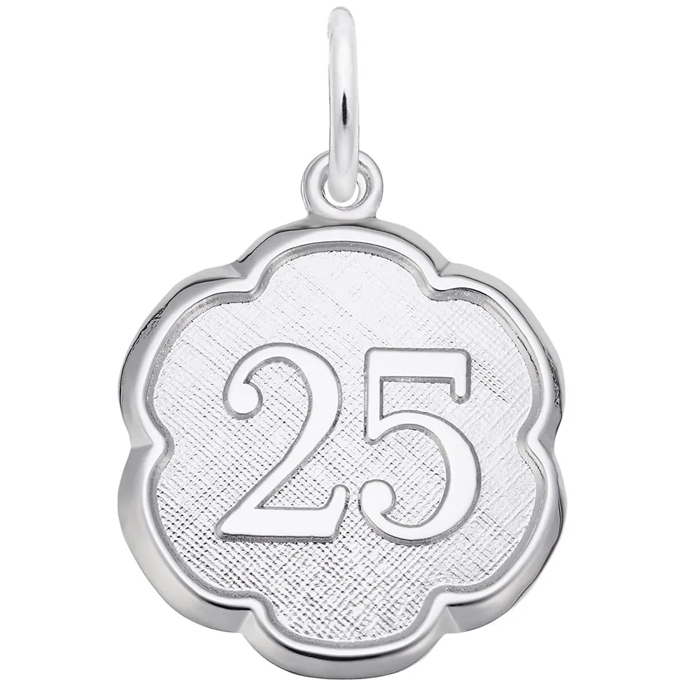Rembrandt Charms - Number Twenty Five Scalloped Disc Charm - 1335