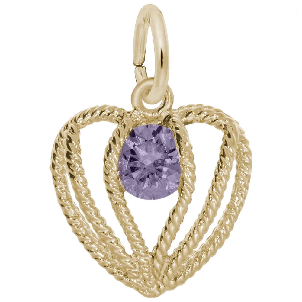 Rembrandt Charms - Held in Love Heart – Feb Charm - 1850-002 Rembrandt Charms Charm Birmingham Jewelry 