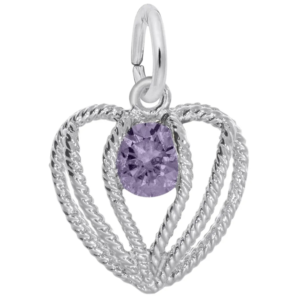 Rembrandt Charms - Held in Love Heart – Feb Charm - 1850-002 Rembrandt Charms Charm Birmingham Jewelry 