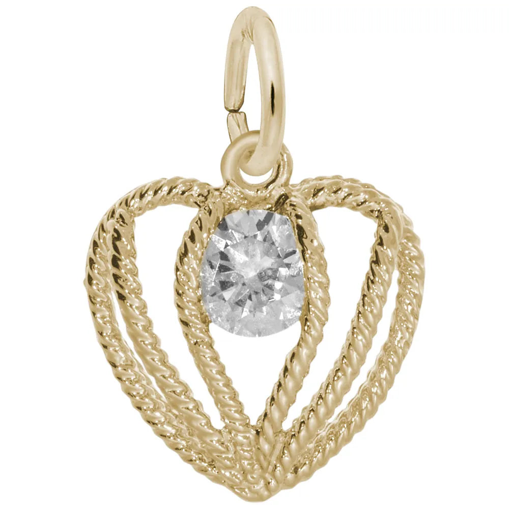 Rembrandt Charms - Held in Love Heart – Apr Charm - 1850-004