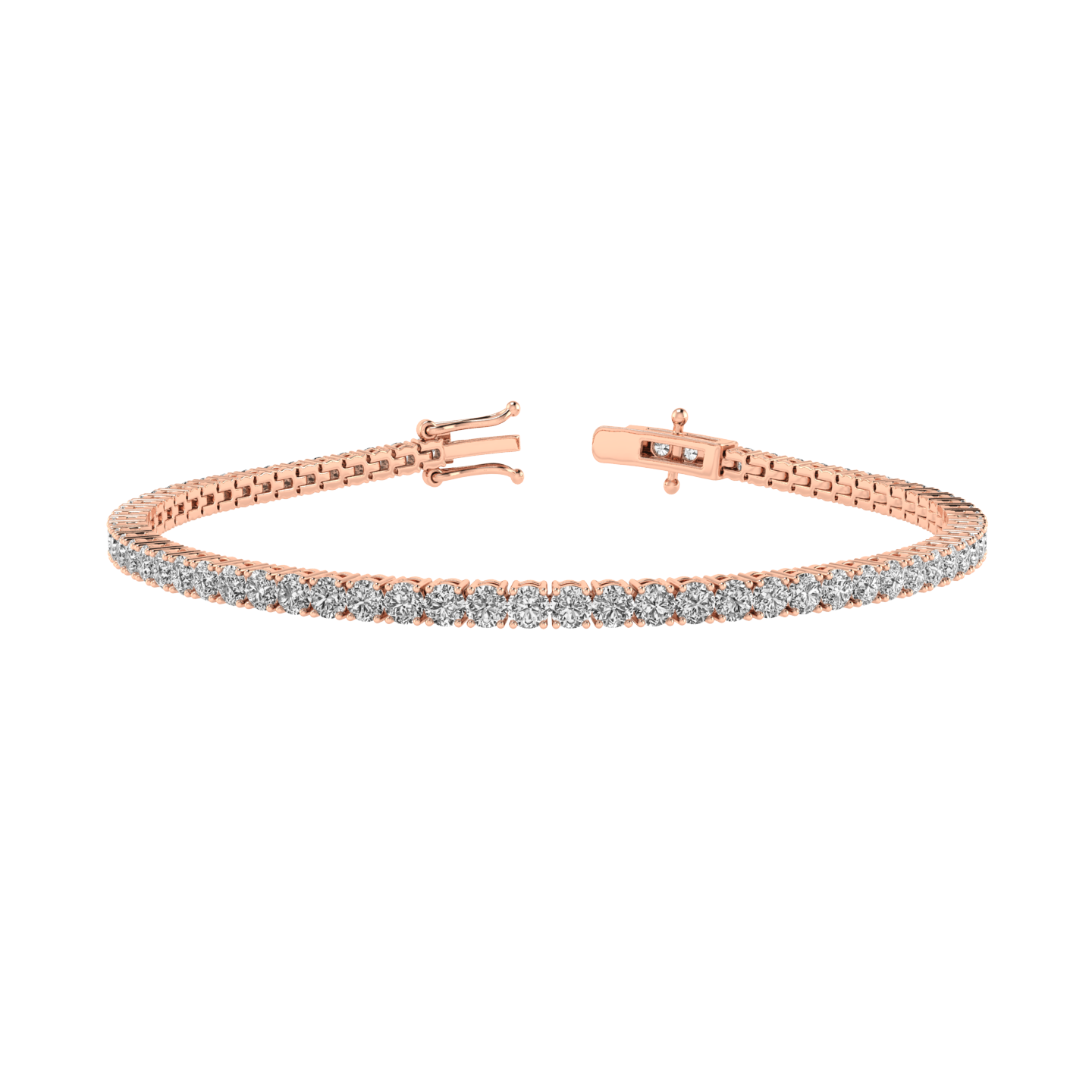 14K Gold 7.00" Round Lab Grown Diamond Tennis Bracelet 3.00ct
