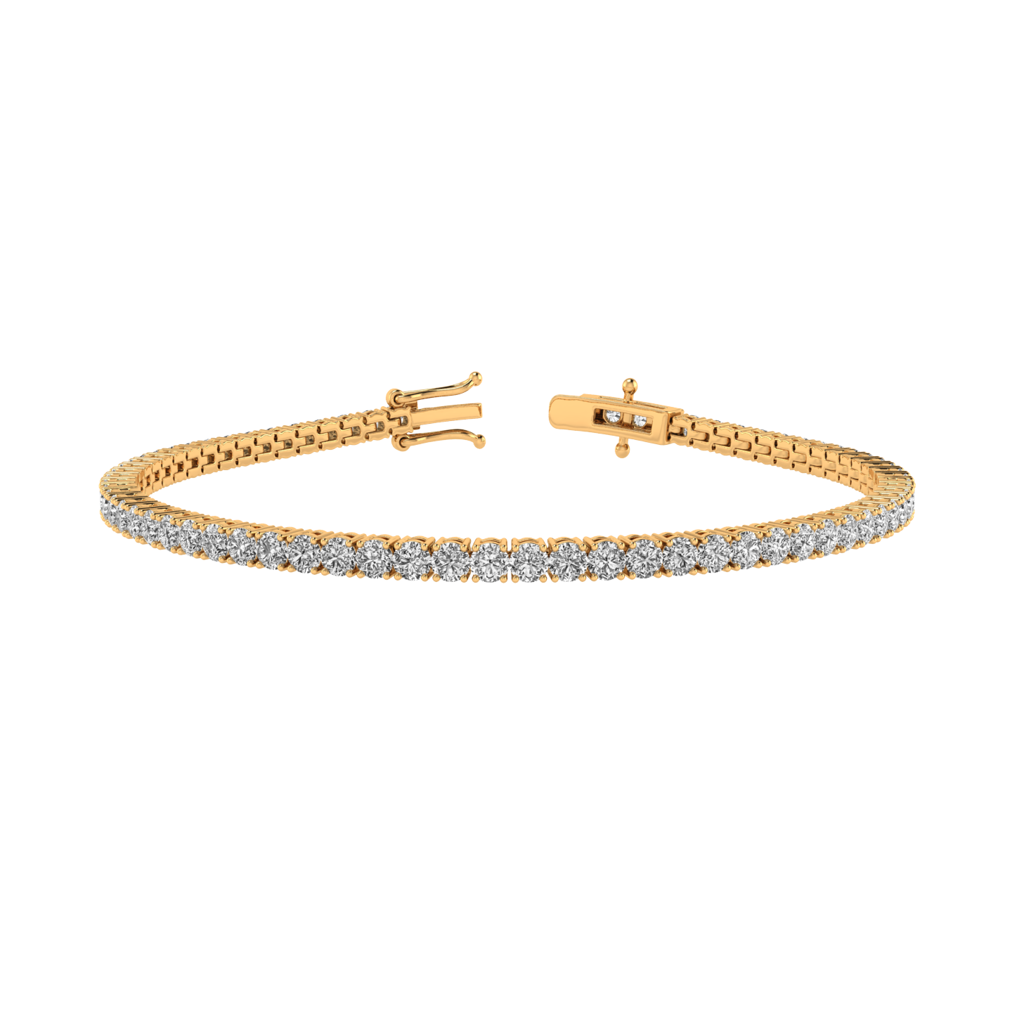 14K Gold 7.00" Round Lab Grown Diamond Tennis Bracelet 3.00ct