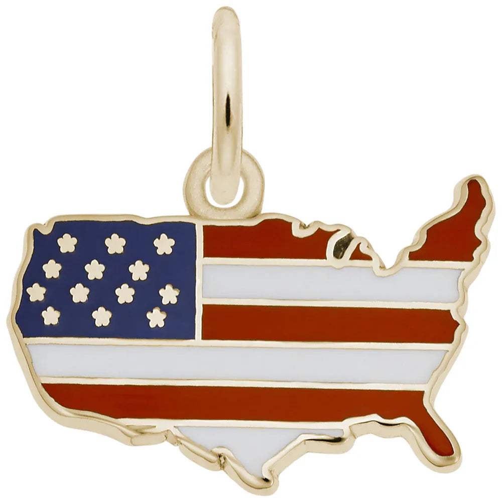 Rembrandt Charms - United States Flag Map Charm - 2358