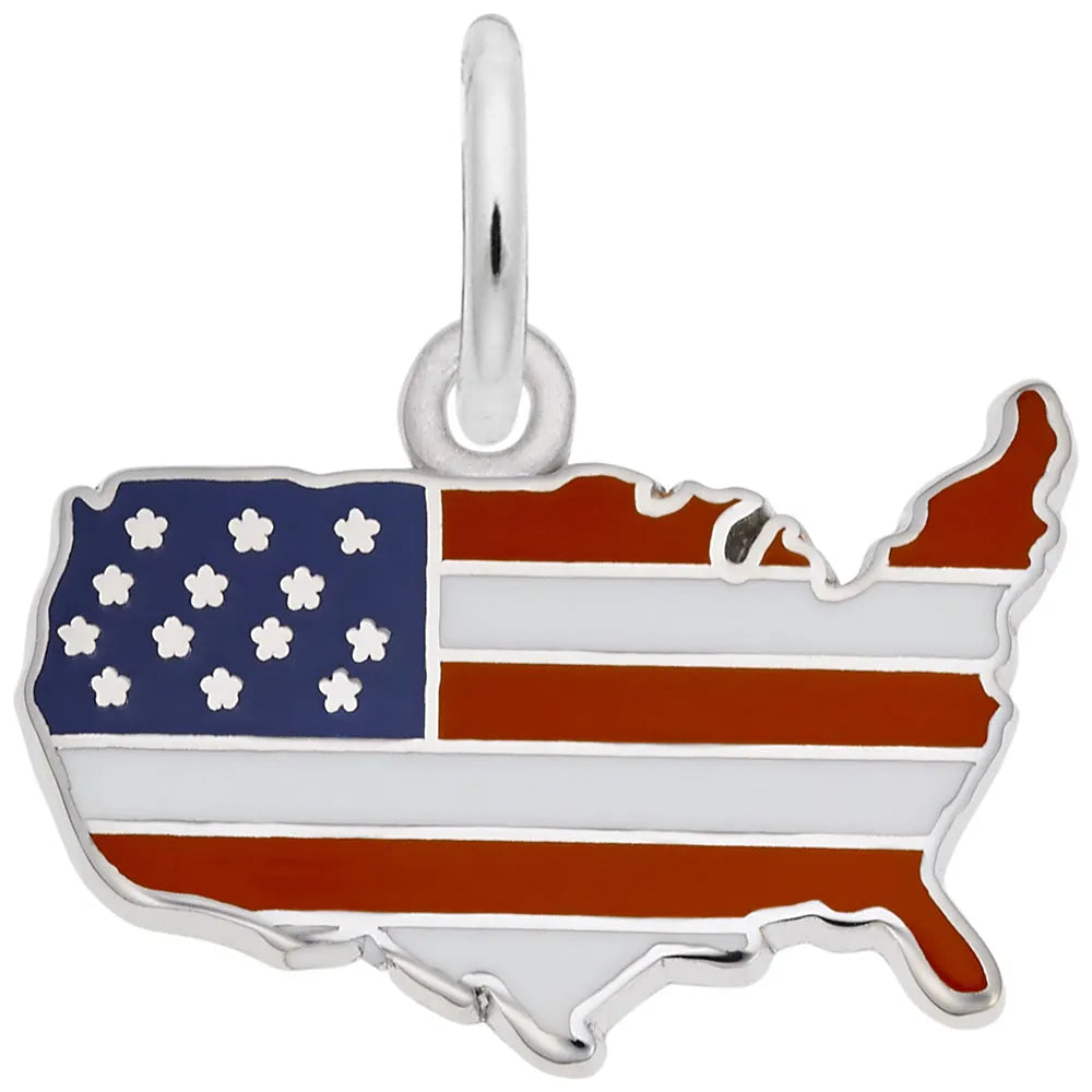 Rembrandt Charms - United States Flag Map Charm - 2358
