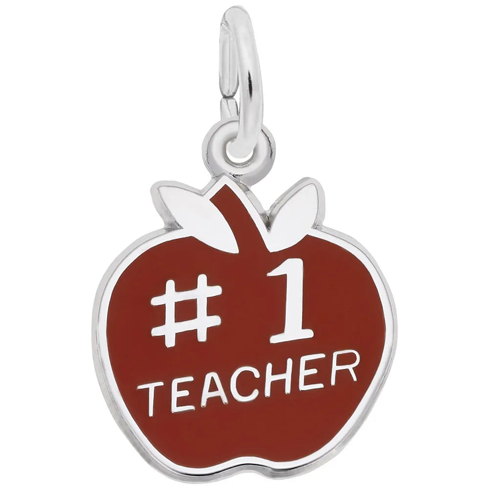 Rembrandt Charms - Number One Teacher Apple Charm - 3460 Rembrandt Charms Charm Birmingham Jewelry 
