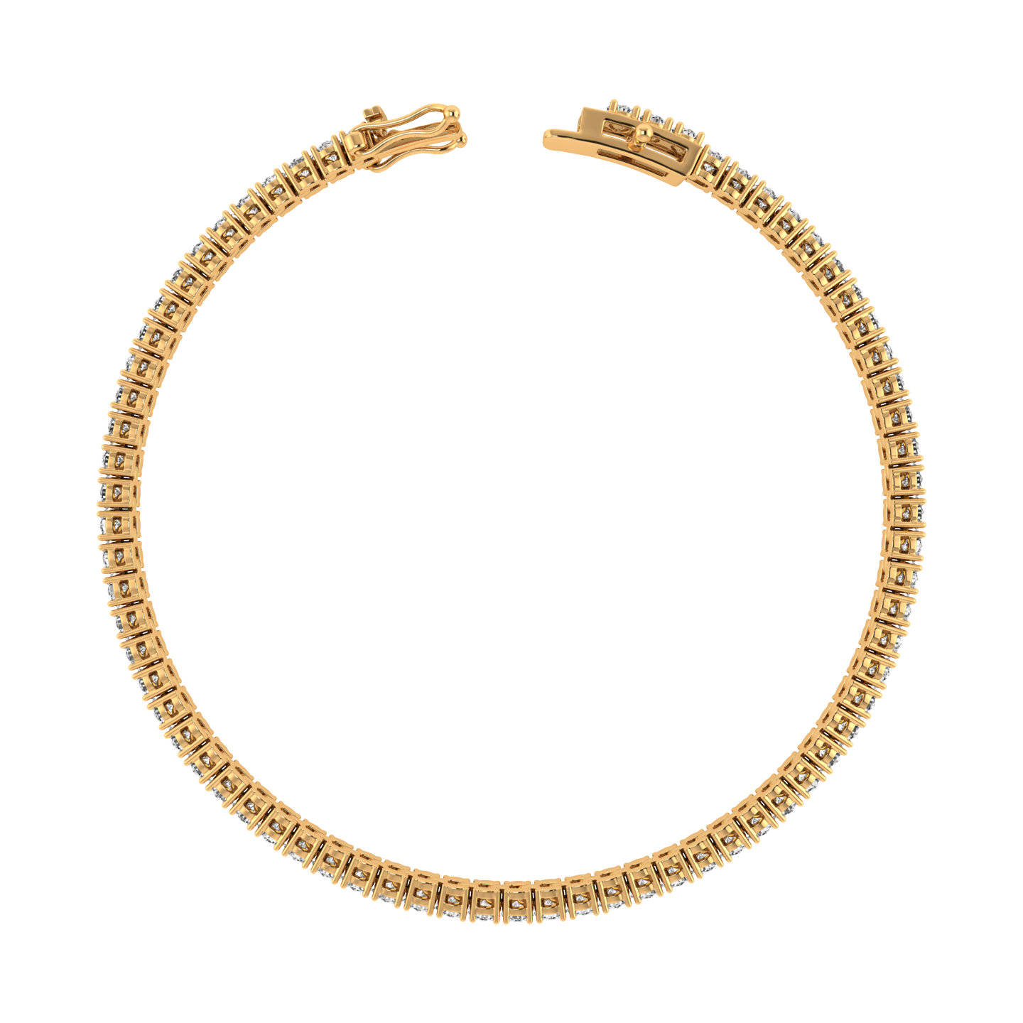 14K Gold 7.00" Round Lab Grown Diamond Tennis Bracelet 3.00ct