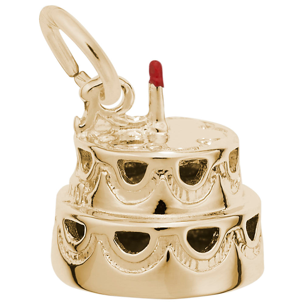 Rembrandt Charms - Hollow Two-Tier Cake with Candle Charm - 8352