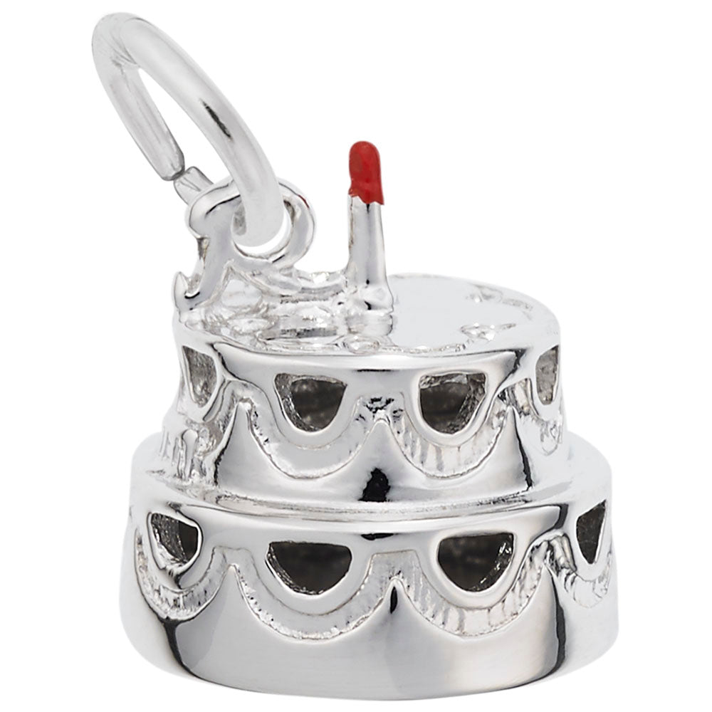 Rembrandt Charms - Hollow Two-Tier Cake with Candle Charm - 8352