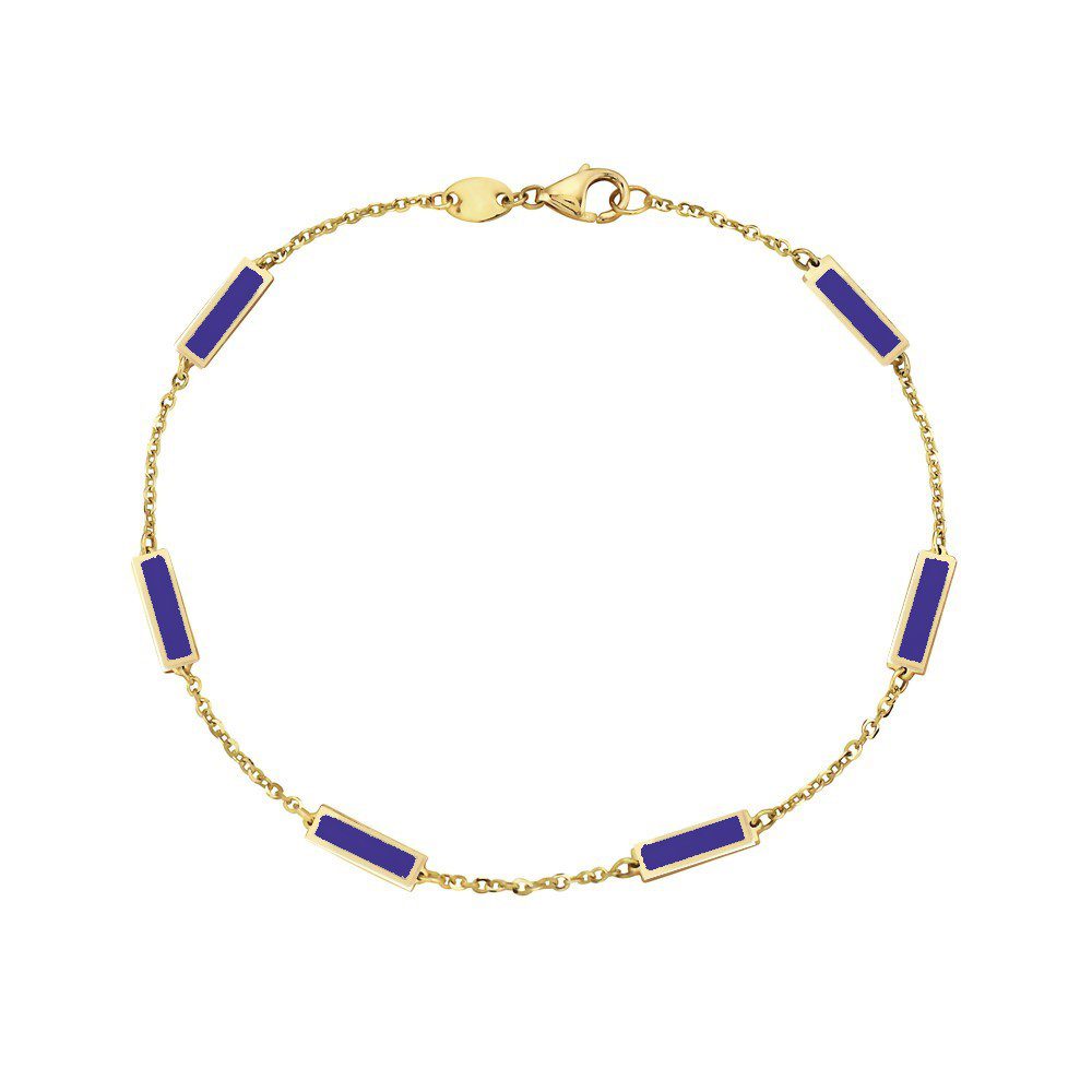 14K Yellow Gold Bar Station Bracelet (Lapis) Birmingham Jewelry Bracelet Birmingham Jewelry 