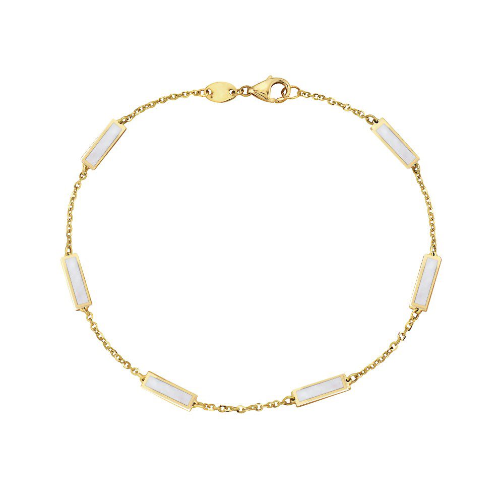 14K Yellow Gold Bar Station Bracelet (MOP) Birmingham Jewelry Bracelet Birmingham Jewelry 