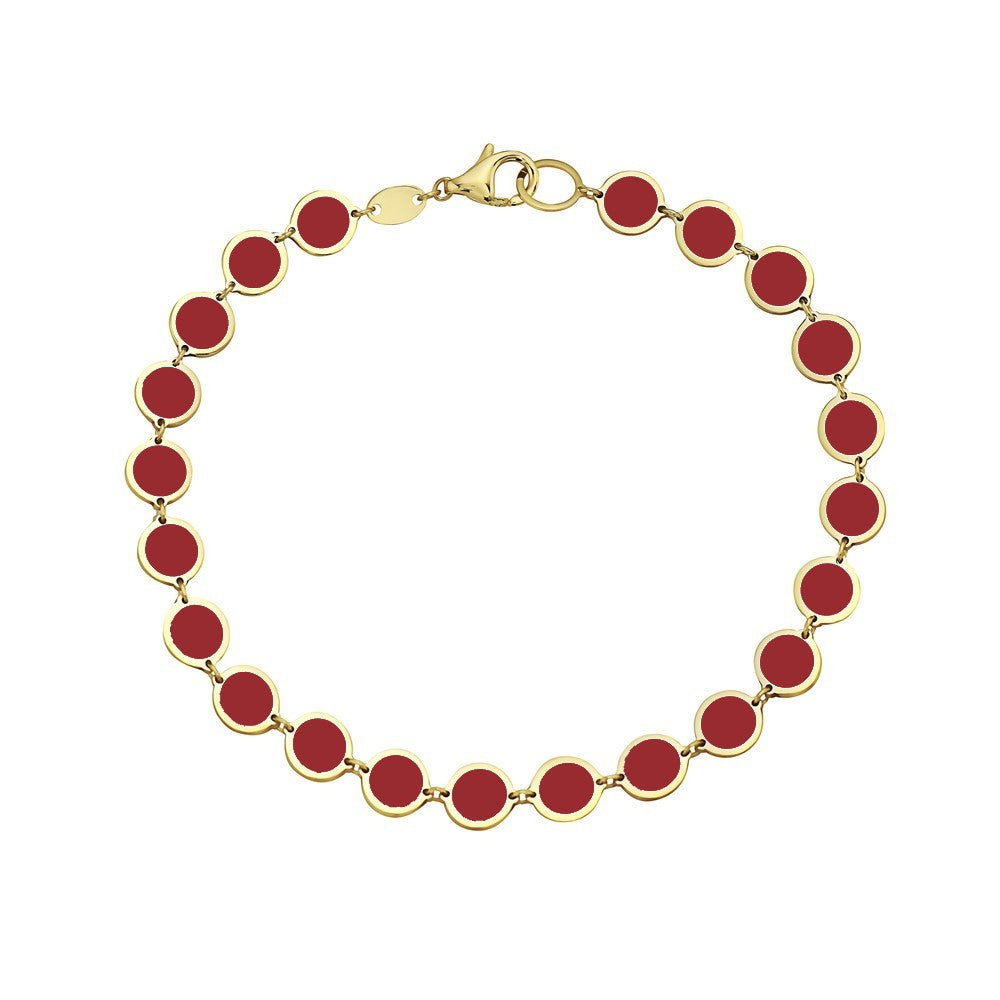 14K Yellow Gold Disc Bracelet (Coral)