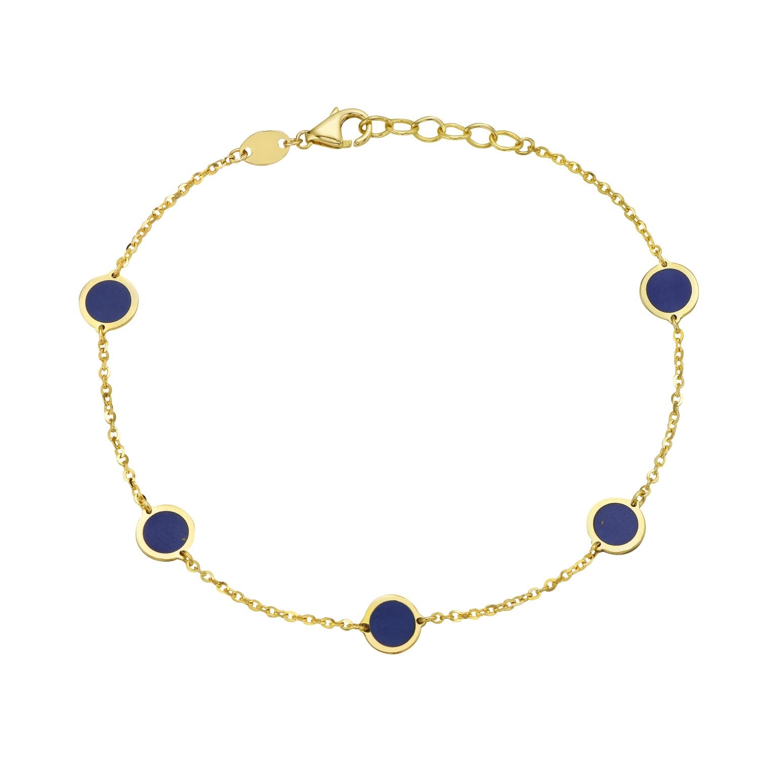 14K Yellow Gold Disc Station Bracelet (Lapis) Birmingham Jewelry Bracelet Birmingham Jewelry 