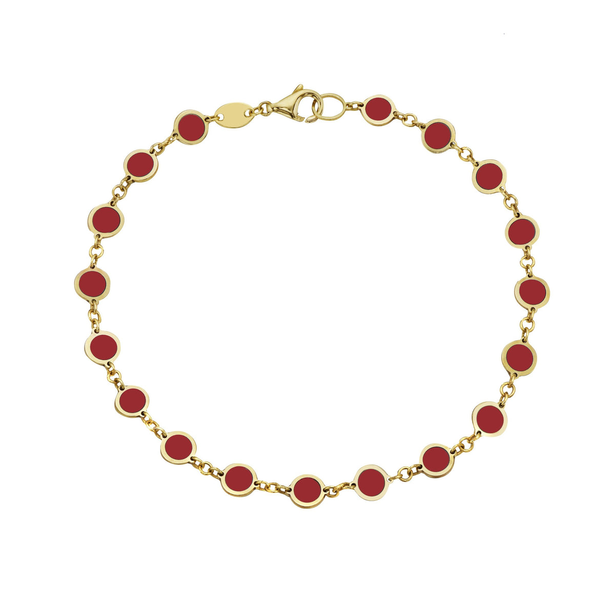 14K Yellow Gold Disc Link Bracelet (Coral)