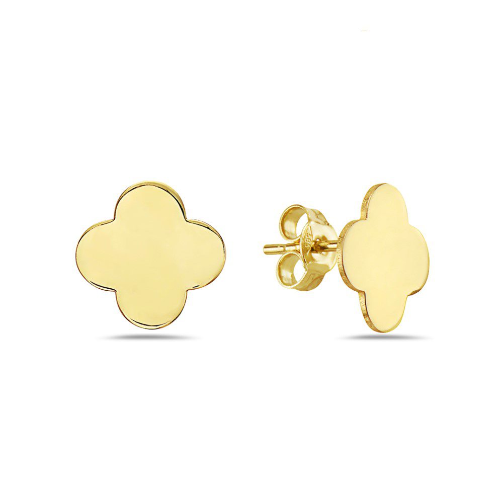 14K Yellow Gold Large Clover Earrings (Gold) Birmingham Jewelry Earrings Birmingham Jewelry 