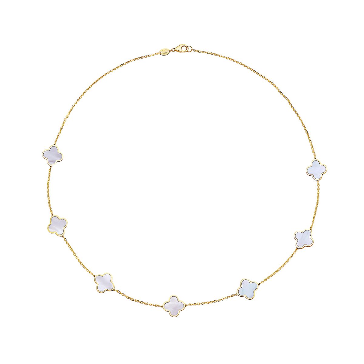14K Yellow Gold Clover Station Necklace (MOP) Birmingham Jewelry Necklace Birmingham Jewelry 