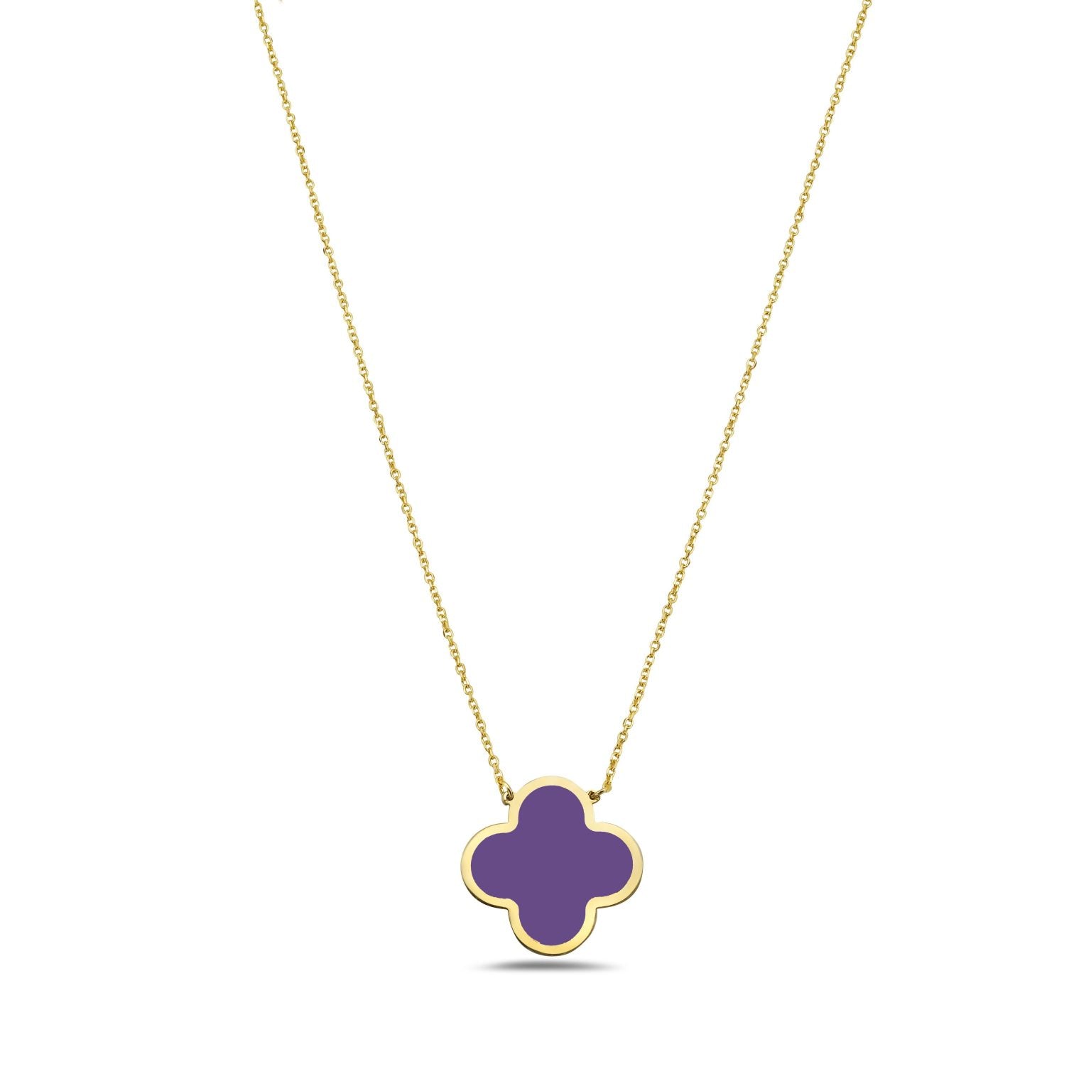 14K Yellow Gold Grande Clover Pendant Necklace (Amethyst) Birmingham Jewelry Necklace Birmingham Jewelry 