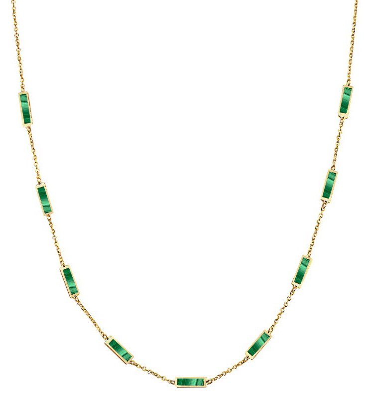 14K Yellow Gold Bar Station Necklace (Malachite) Birmingham Jewelry Necklace Birmingham Jewelry 