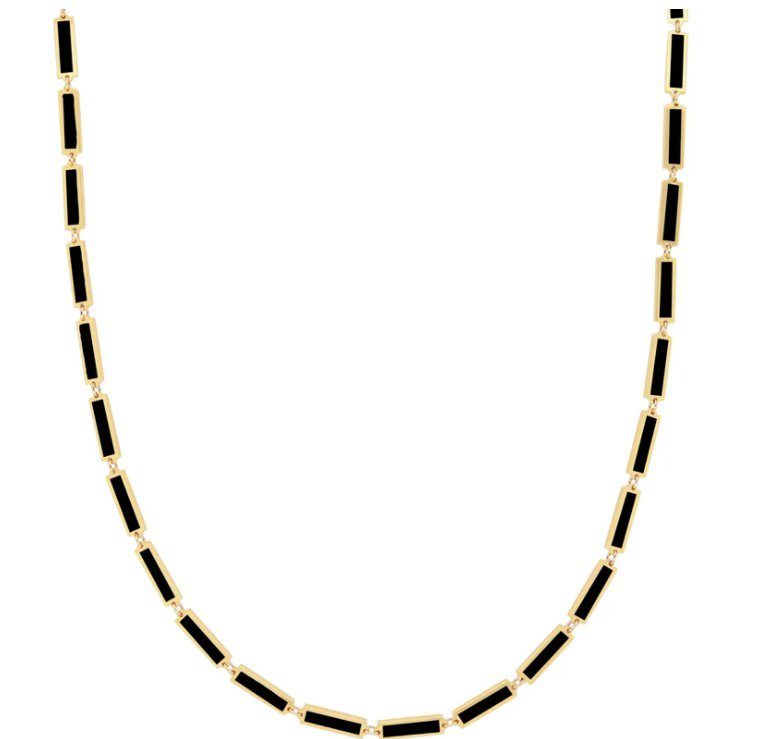 14K Yellow Gold Bar Necklace (Onyx) Birmingham Jewelry Necklace Birmingham Jewelry 