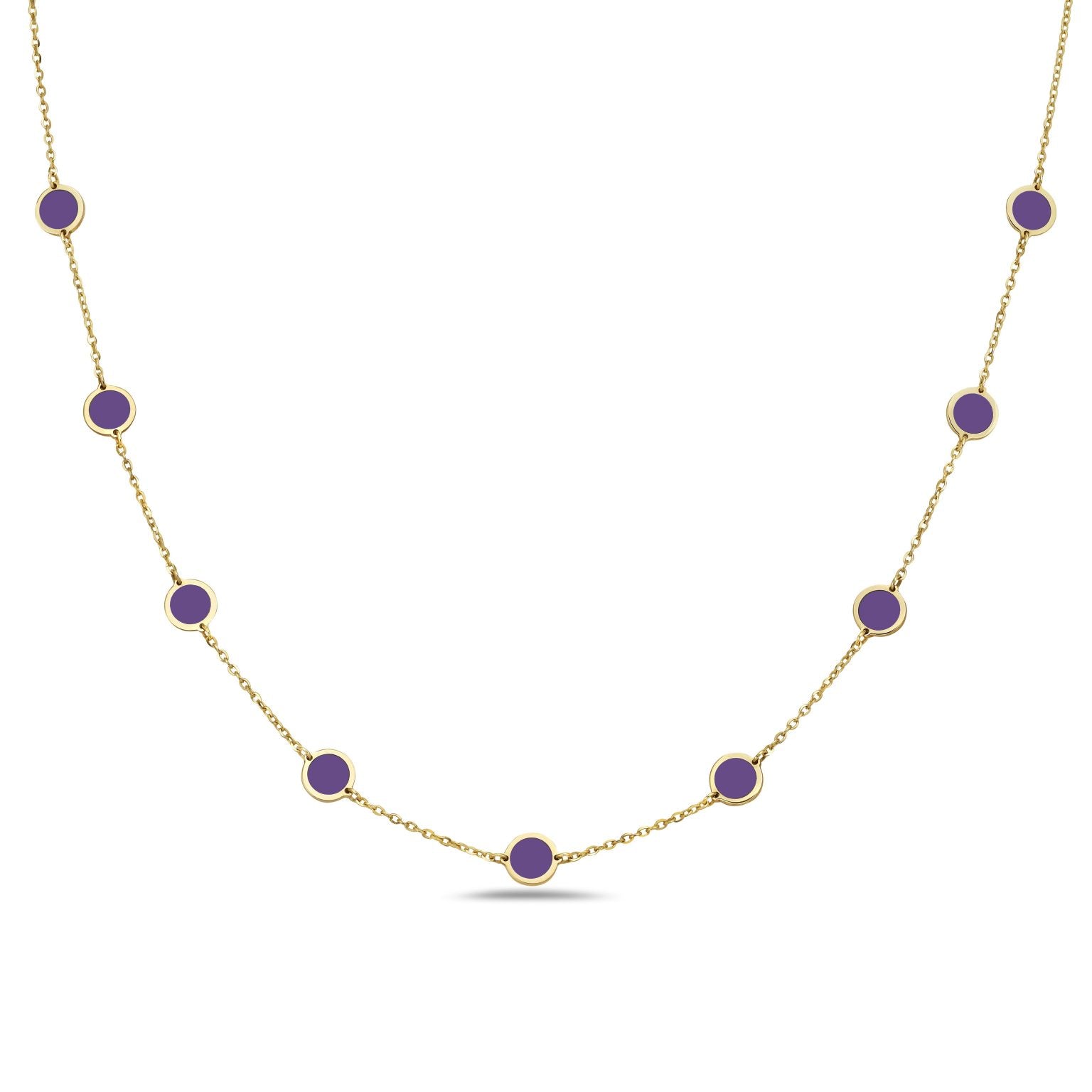 14K Yellow Gold Disc Station Necklace (Amethyst) Birmingham Jewelry Necklace Birmingham Jewelry 