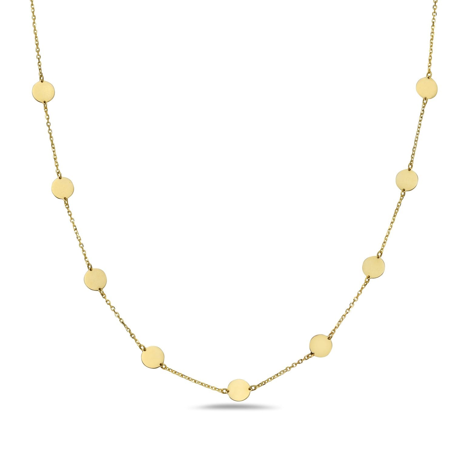 14K Yellow Gold Disc Station Necklace (Gold) Birmingham Jewelry Necklace Birmingham Jewelry 