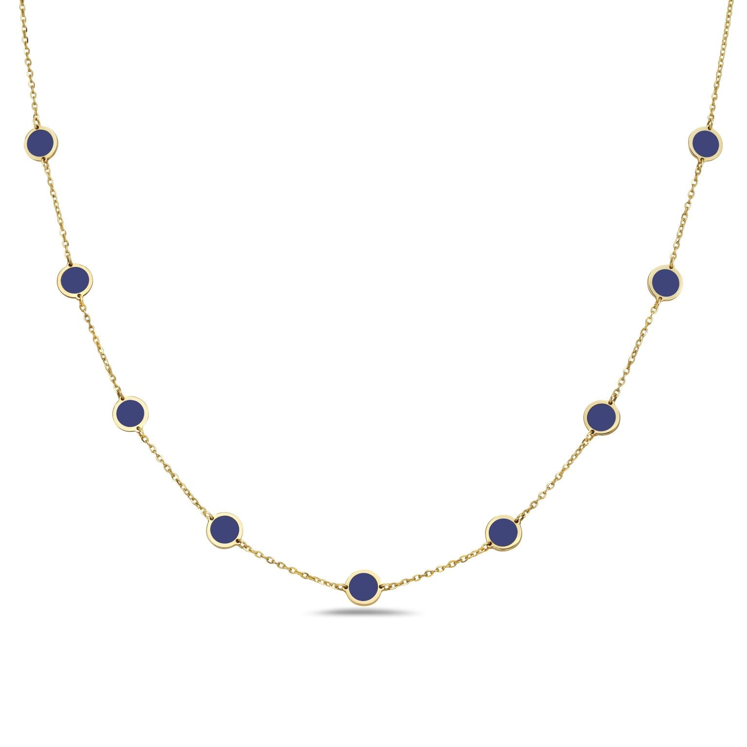 14K Yellow Gold Disc Station Necklace (Lapis) Birmingham Jewelry Necklace Birmingham Jewelry 