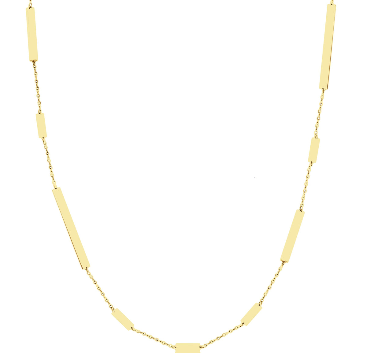14K Yellow Gold Mix Bar Station Long Necklace (Gold)