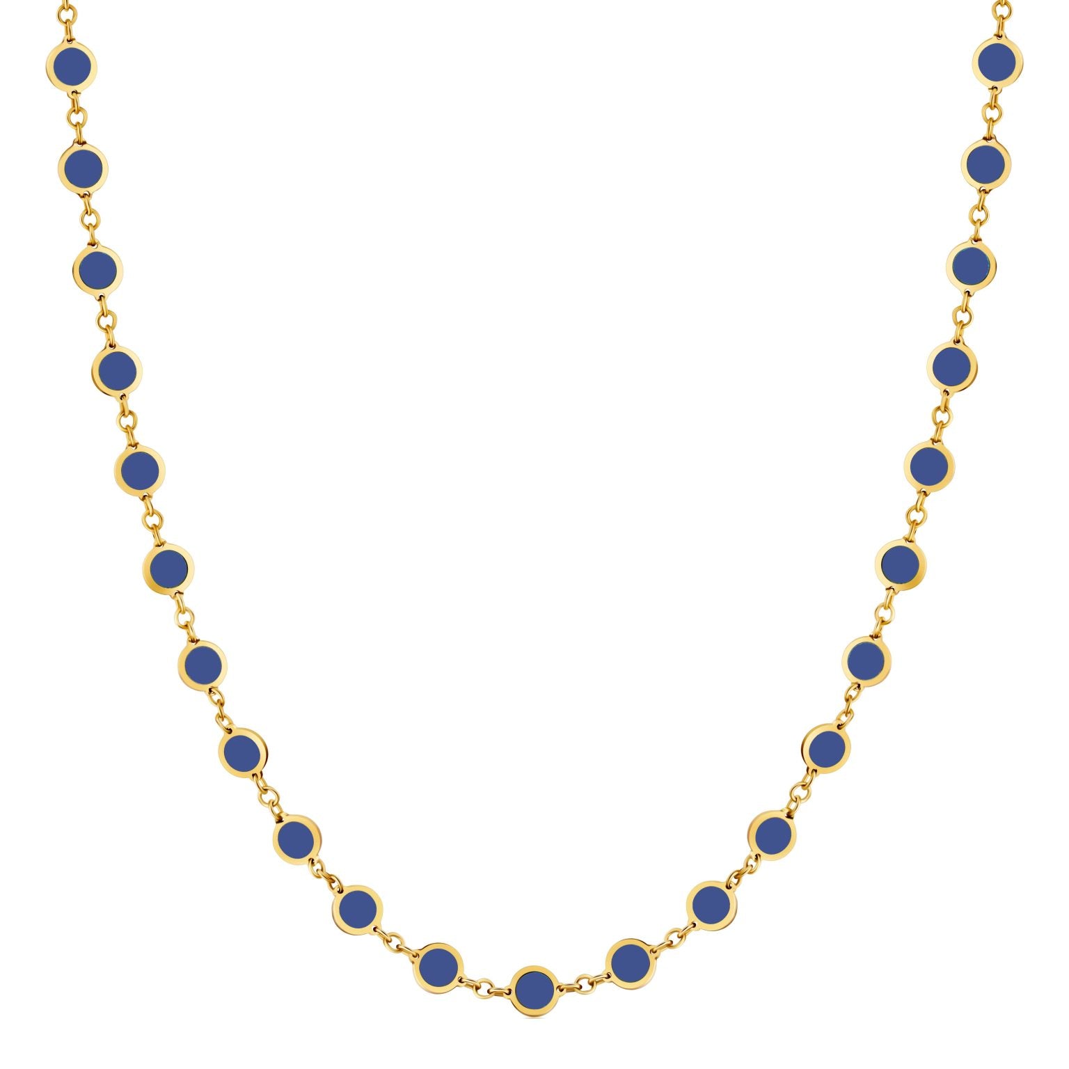 14K Yellow Gold Disc Link Long Necklace (Lapis) Birmingham Jewelry Necklace Birmingham Jewelry 