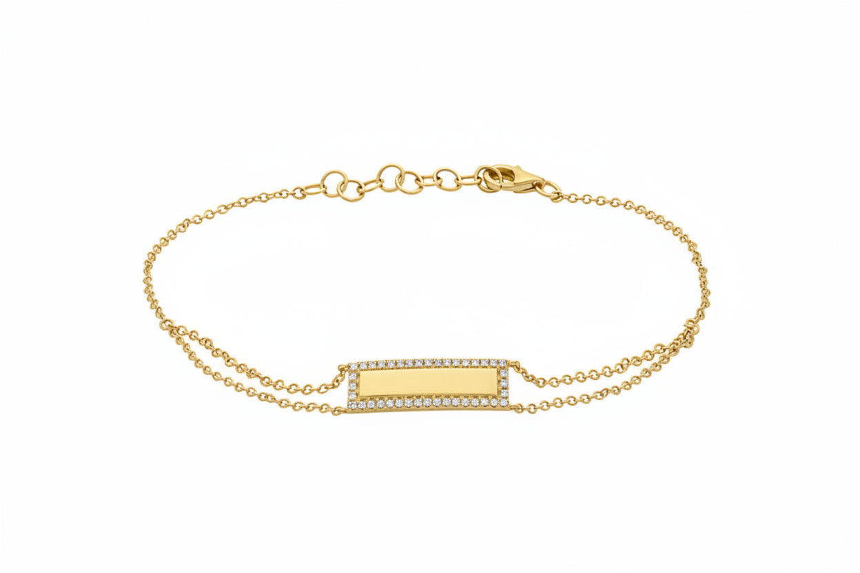 14K Yellow Gold Rectangle Diamond Bar Bracelet Birmingham Jewelry Bracelet Birmingham Jewelry 