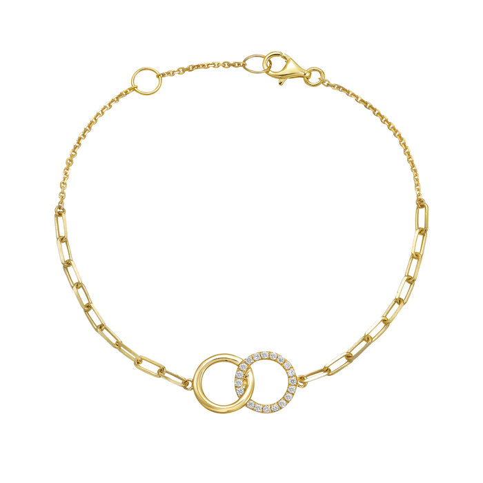 14K Yellow Gold Interlocking Circle Pavé Diamond Gold Link Bracelet Birmingham Jewelry Bracelet Birmingham Jewelry 