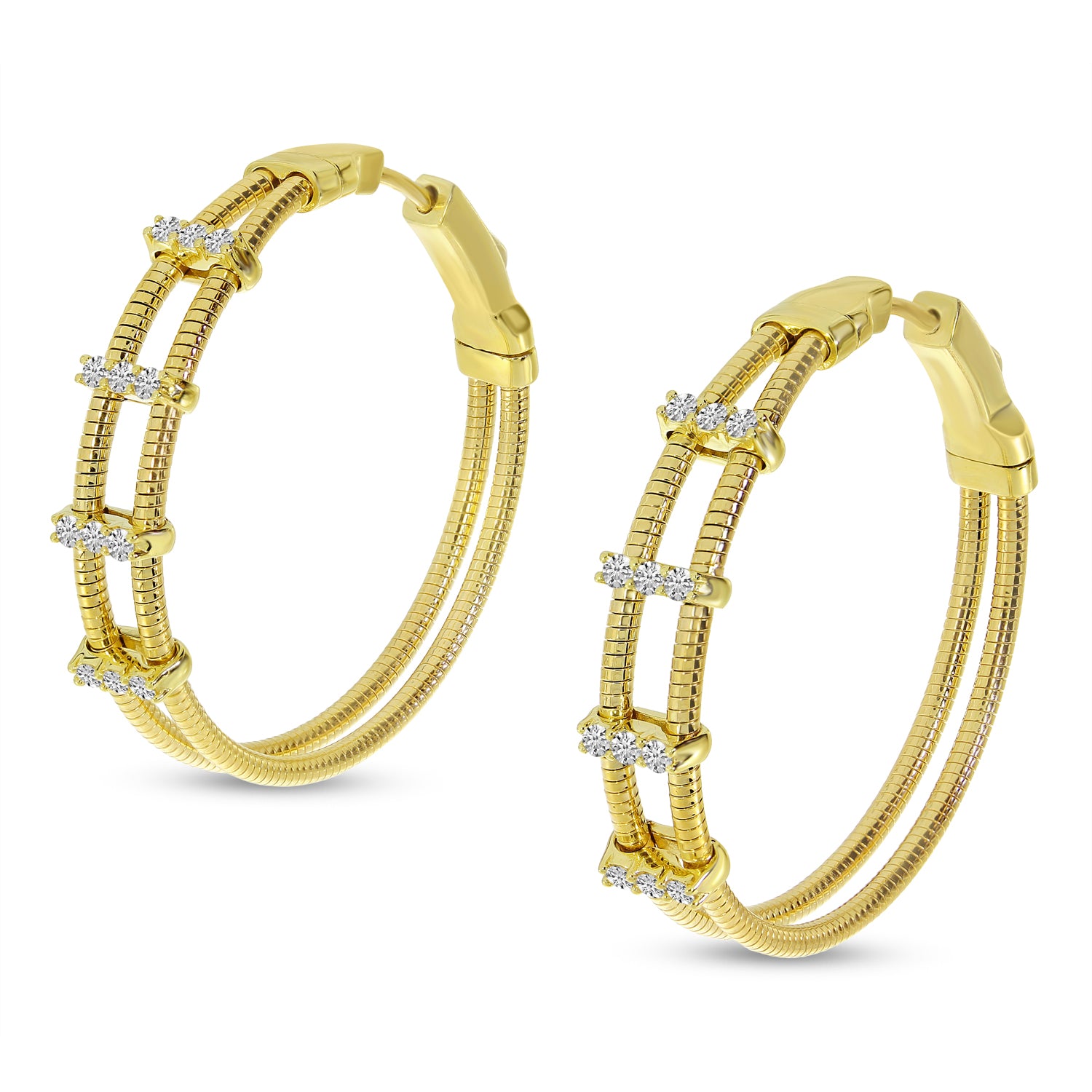 14K Yellow Gold Diamond Flex Hoop Earrings Birmingham Jewelry Earrings Birmingham Jewelry 