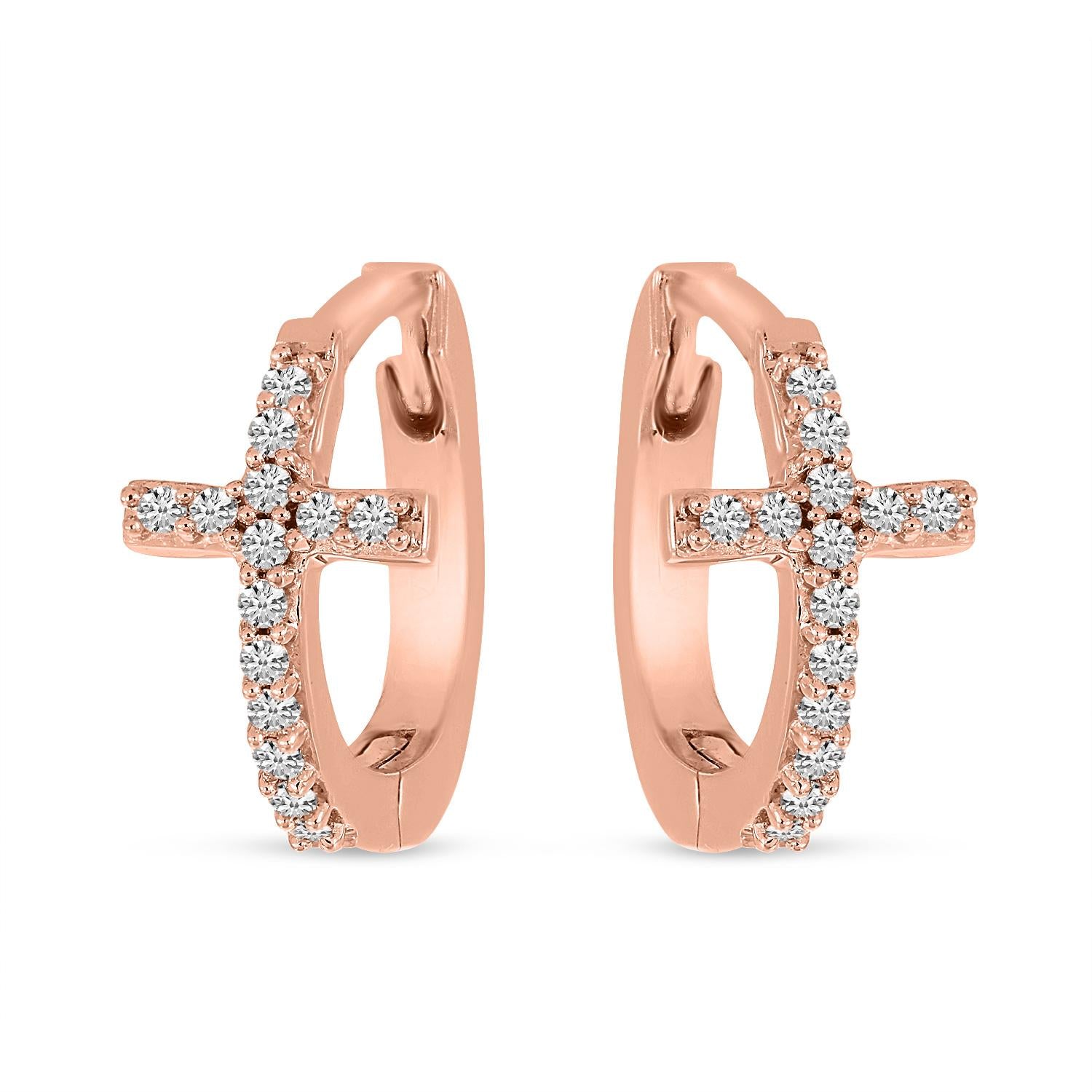 14K Gold Diamond Cross Huggie Earrings Birmingham Jewelry Earrings Birmingham Jewelry 