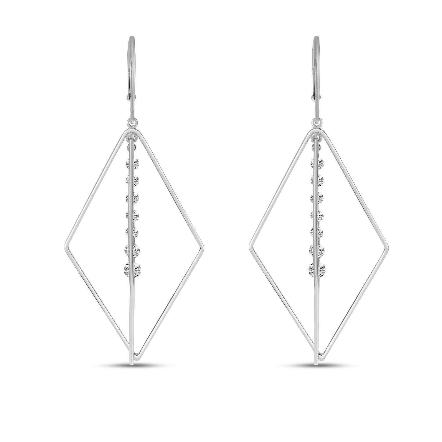 14K Gold Dashing Diamond 3D Geometric Triangle Earrings Birmingham Jewelry Earrings Birmingham Jewelry 