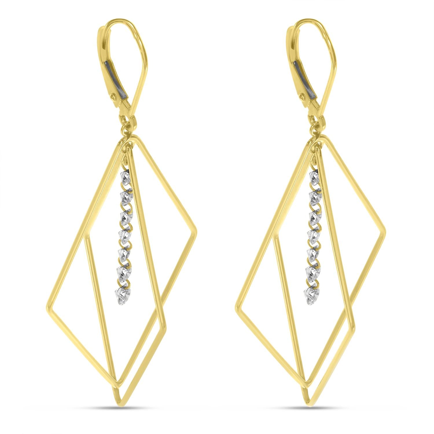 14K Gold Dashing Diamond 3D Geometric Triangle Earrings Birmingham Jewelry Earrings Birmingham Jewelry 