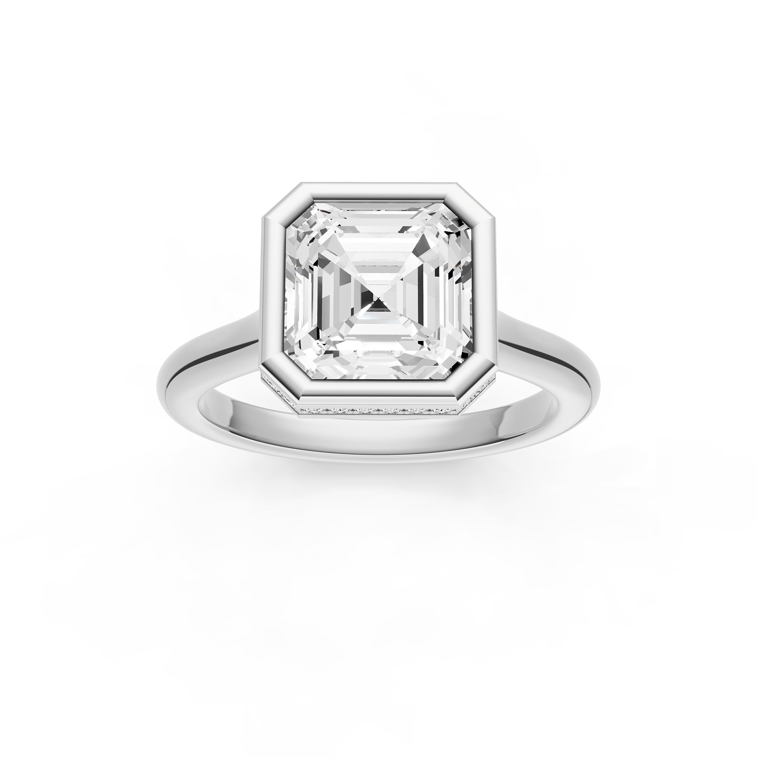 Bezel Hidden Halo Engagement Ring (Asscher) Birmingham Jewelry Engagement Ring Birmingham Jewelry 