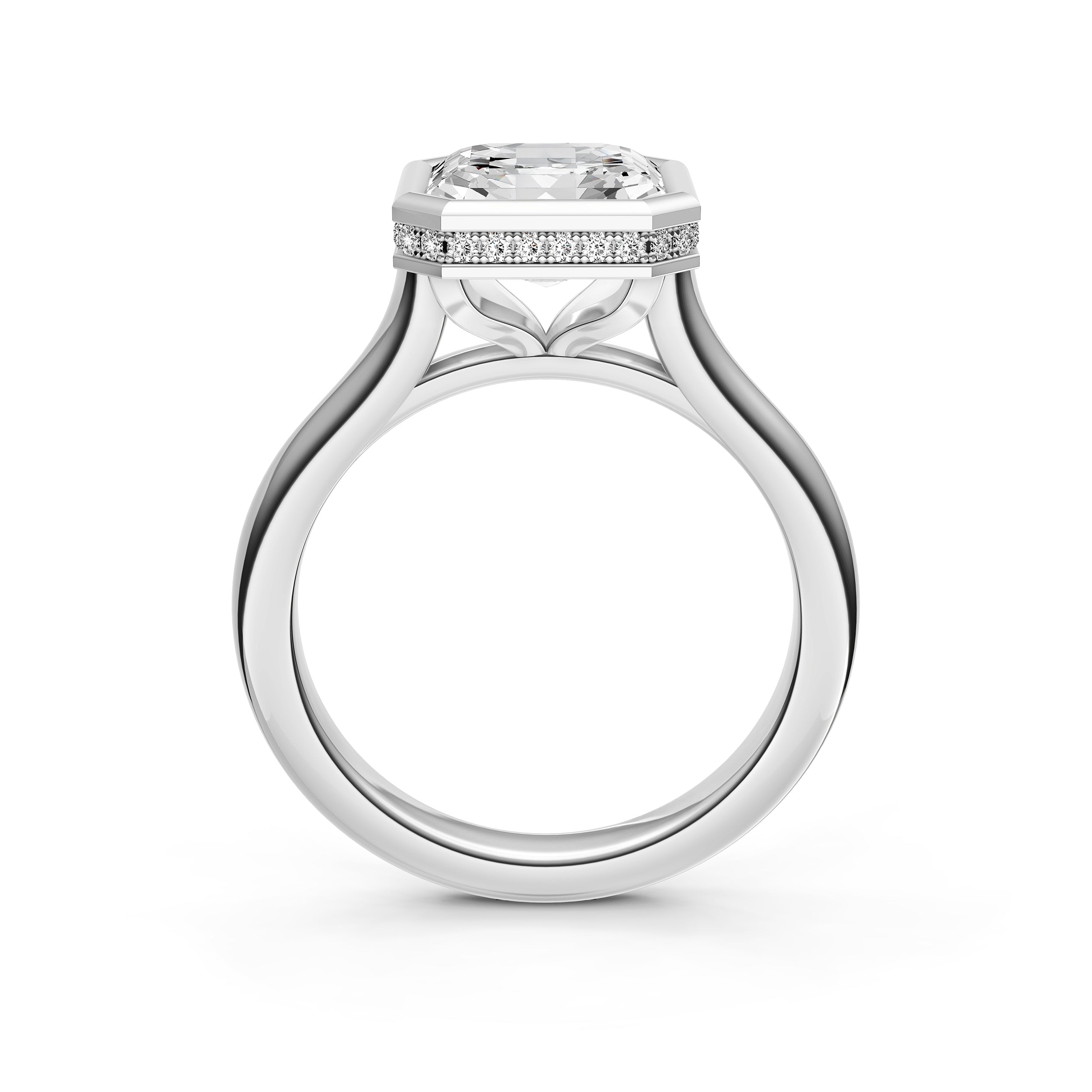 Bezel Hidden Halo Engagement Ring (Asscher) Birmingham Jewelry Engagement Ring Birmingham Jewelry 