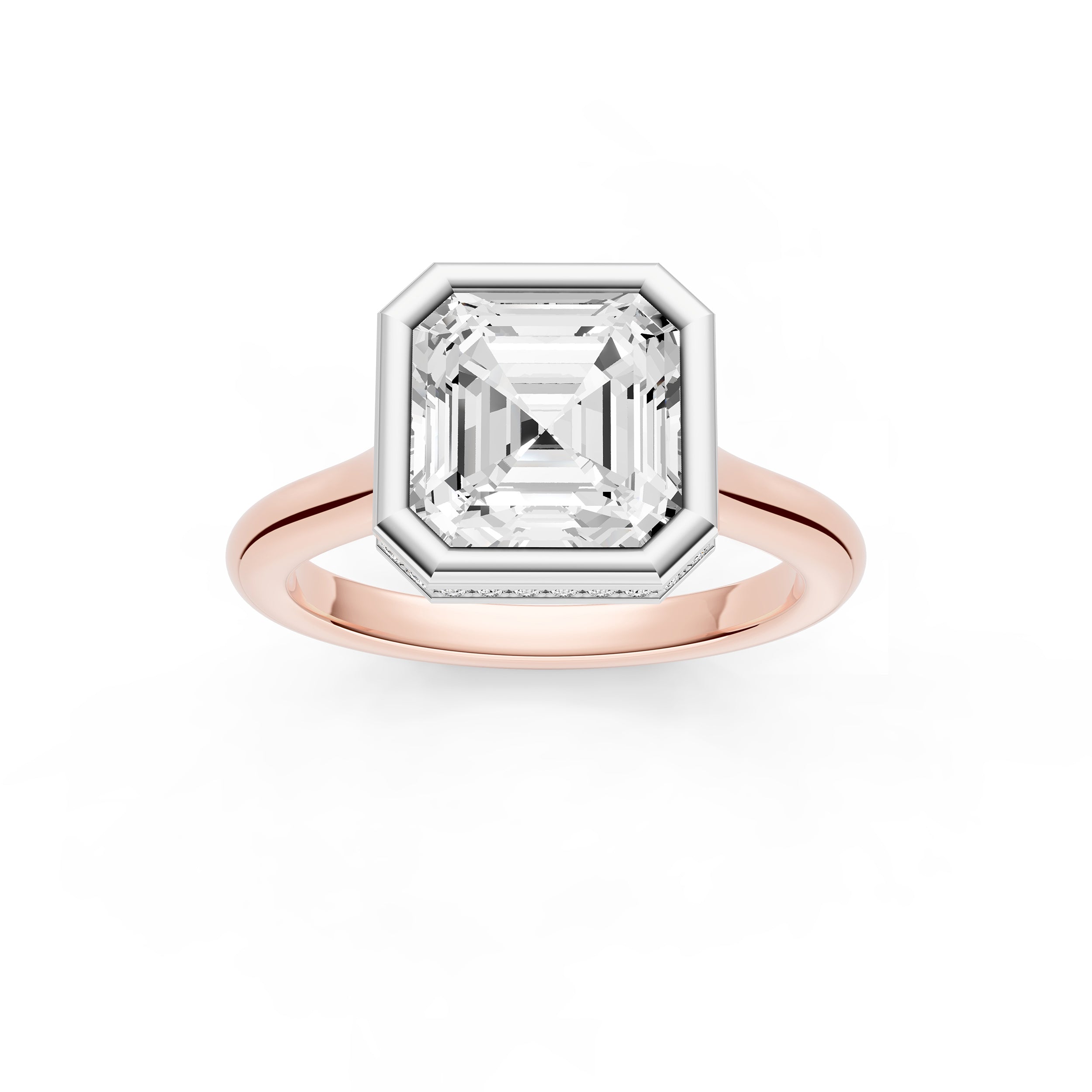 Bezel Hidden Halo Engagement Ring (Asscher) Birmingham Jewelry Engagement Ring Birmingham Jewelry 