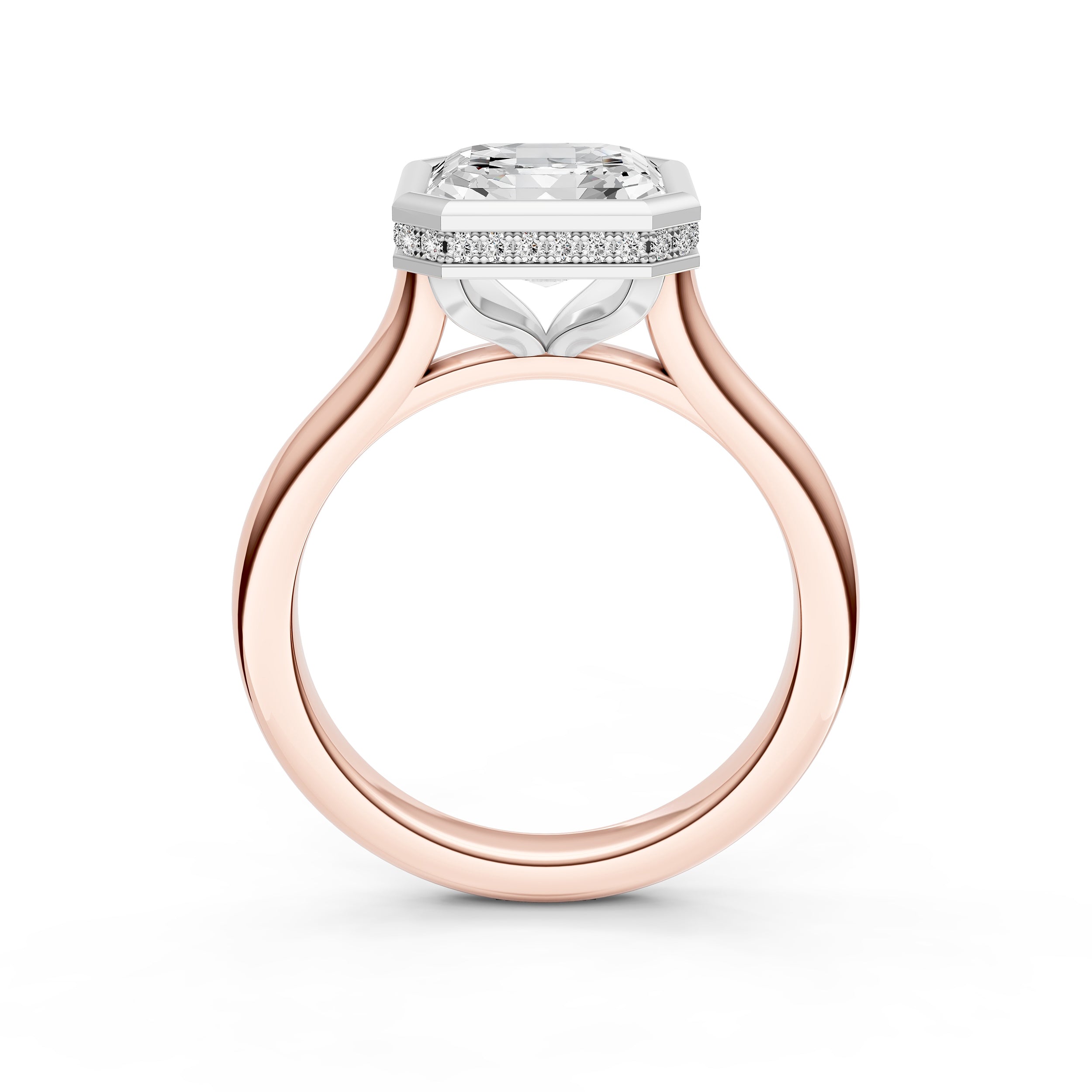 Bezel Hidden Halo Engagement Ring (Asscher) Birmingham Jewelry Engagement Ring Birmingham Jewelry 