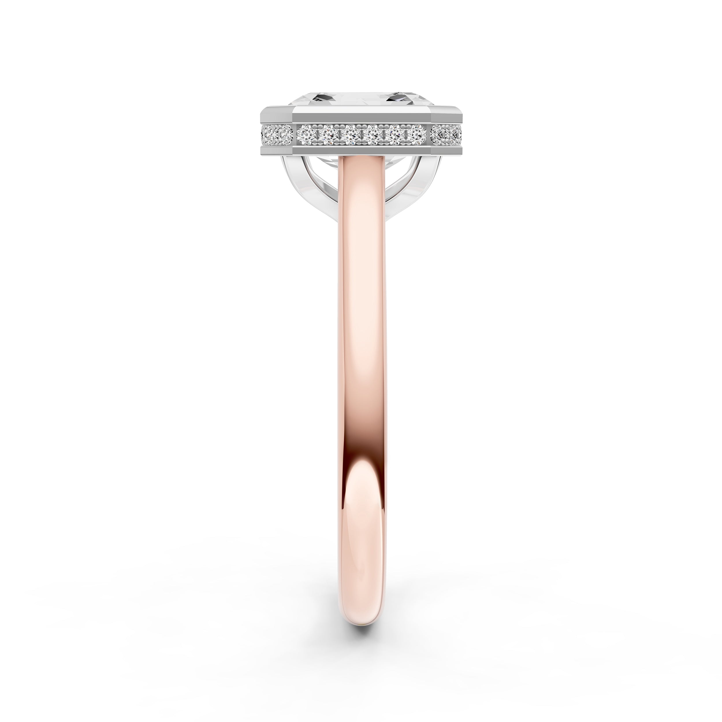Bezel Hidden Halo Engagement Ring (Asscher) Birmingham Jewelry Engagement Ring Birmingham Jewelry 