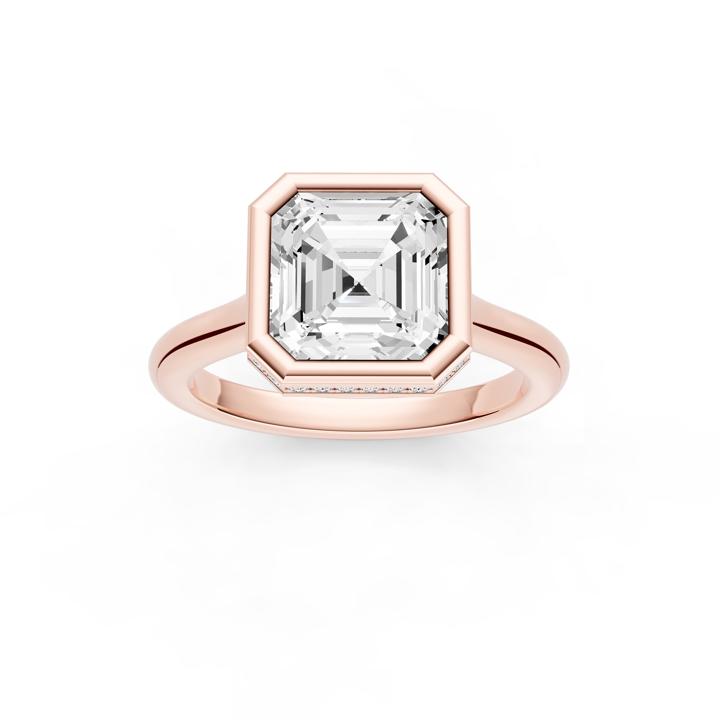 Bezel Hidden Halo Engagement Ring (Asscher) Birmingham Jewelry Engagement Ring Birmingham Jewelry 