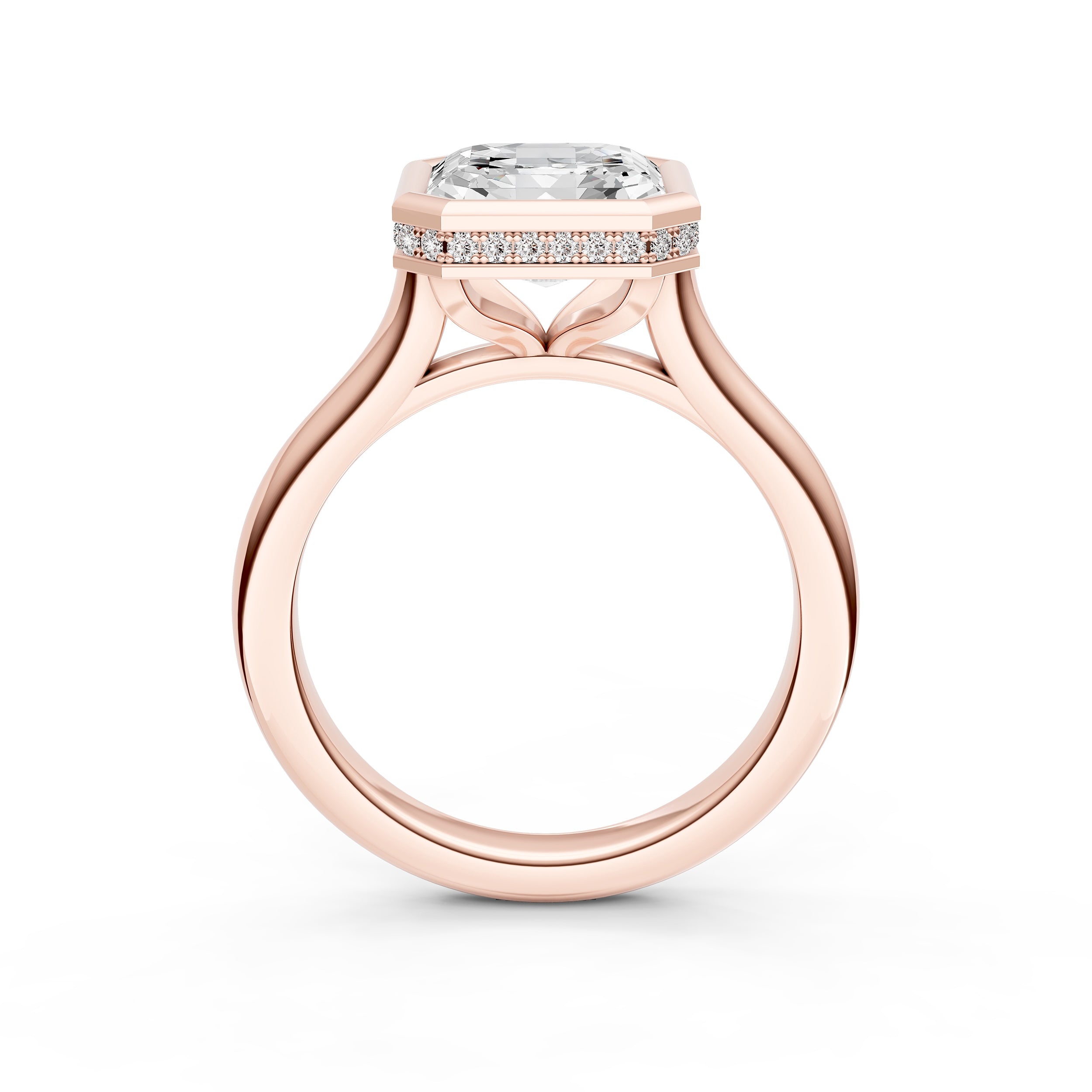 Bezel Hidden Halo Engagement Ring (Asscher) Birmingham Jewelry Engagement Ring Birmingham Jewelry 