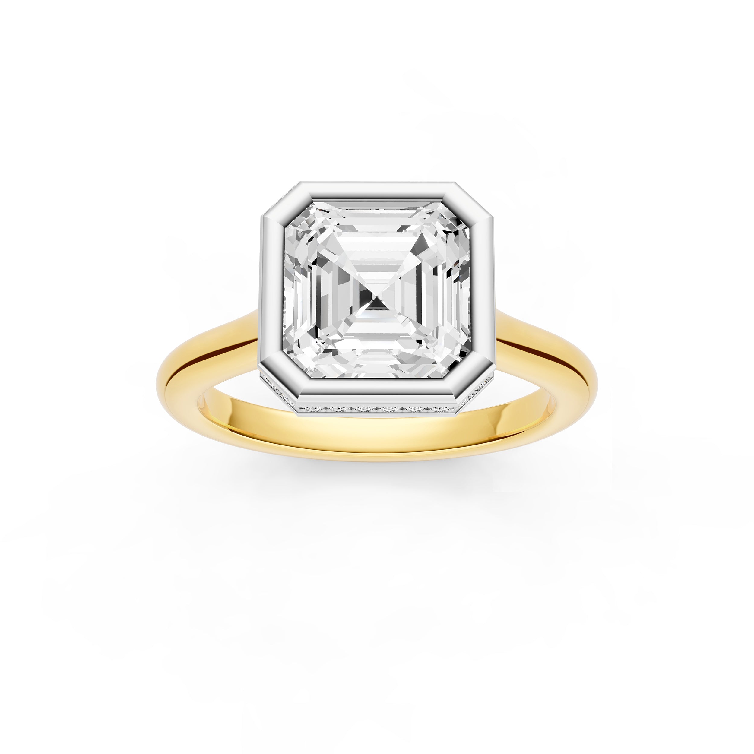 Bezel Hidden Halo Engagement Ring (Asscher) Birmingham Jewelry Engagement Ring Birmingham Jewelry 