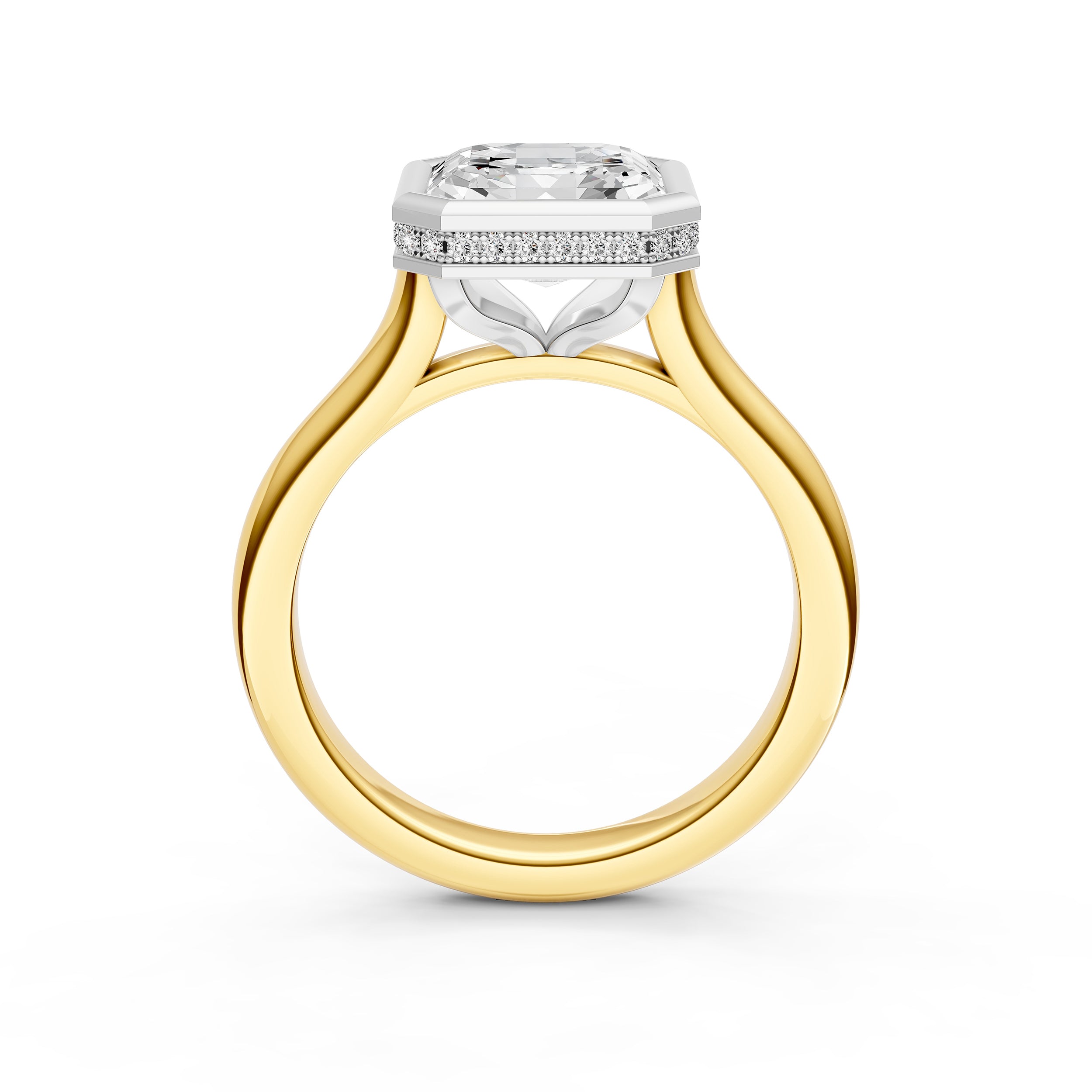 Bezel Hidden Halo Engagement Ring (Asscher) Birmingham Jewelry Engagement Ring Birmingham Jewelry 