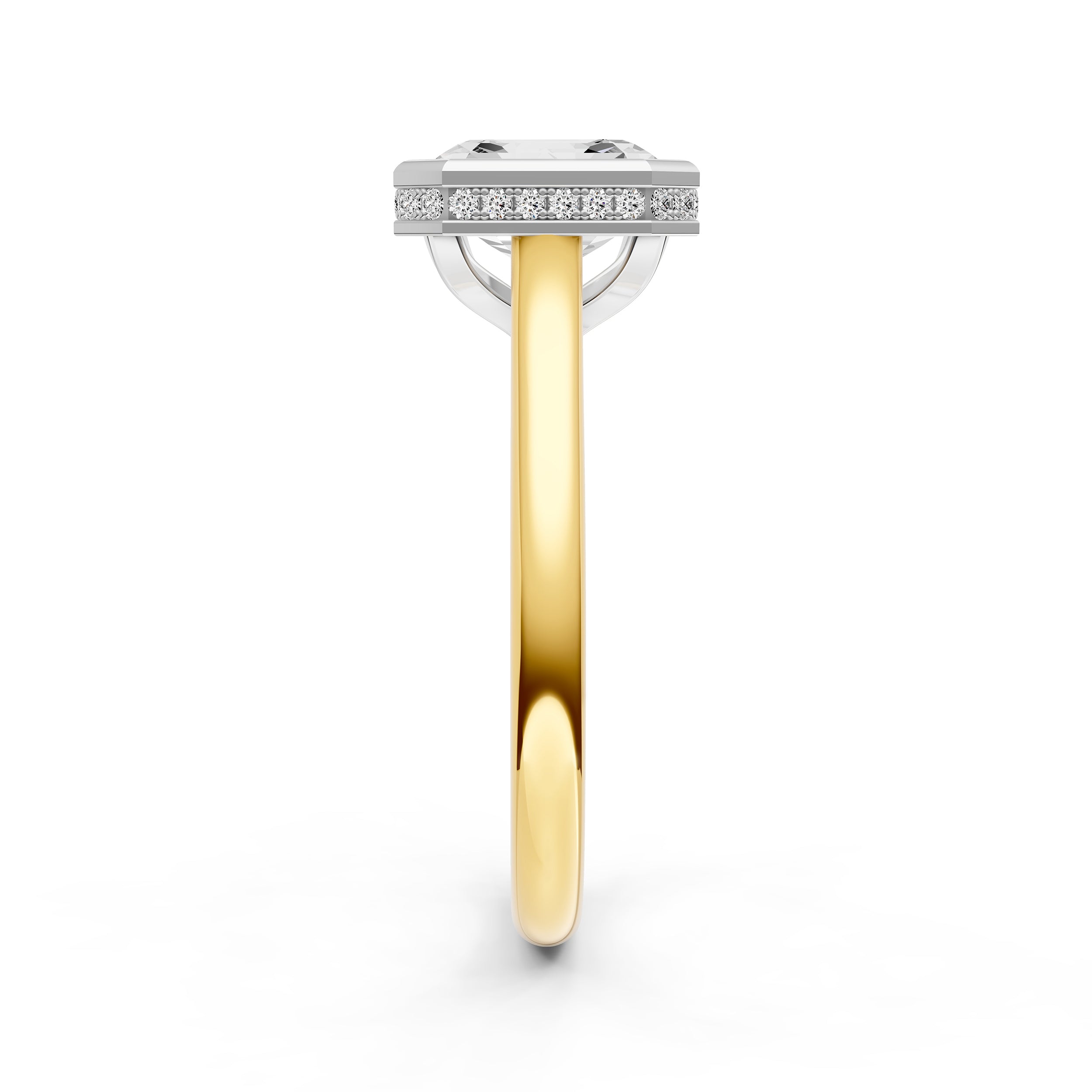 Bezel Hidden Halo Engagement Ring (Asscher) Birmingham Jewelry Engagement Ring Birmingham Jewelry 