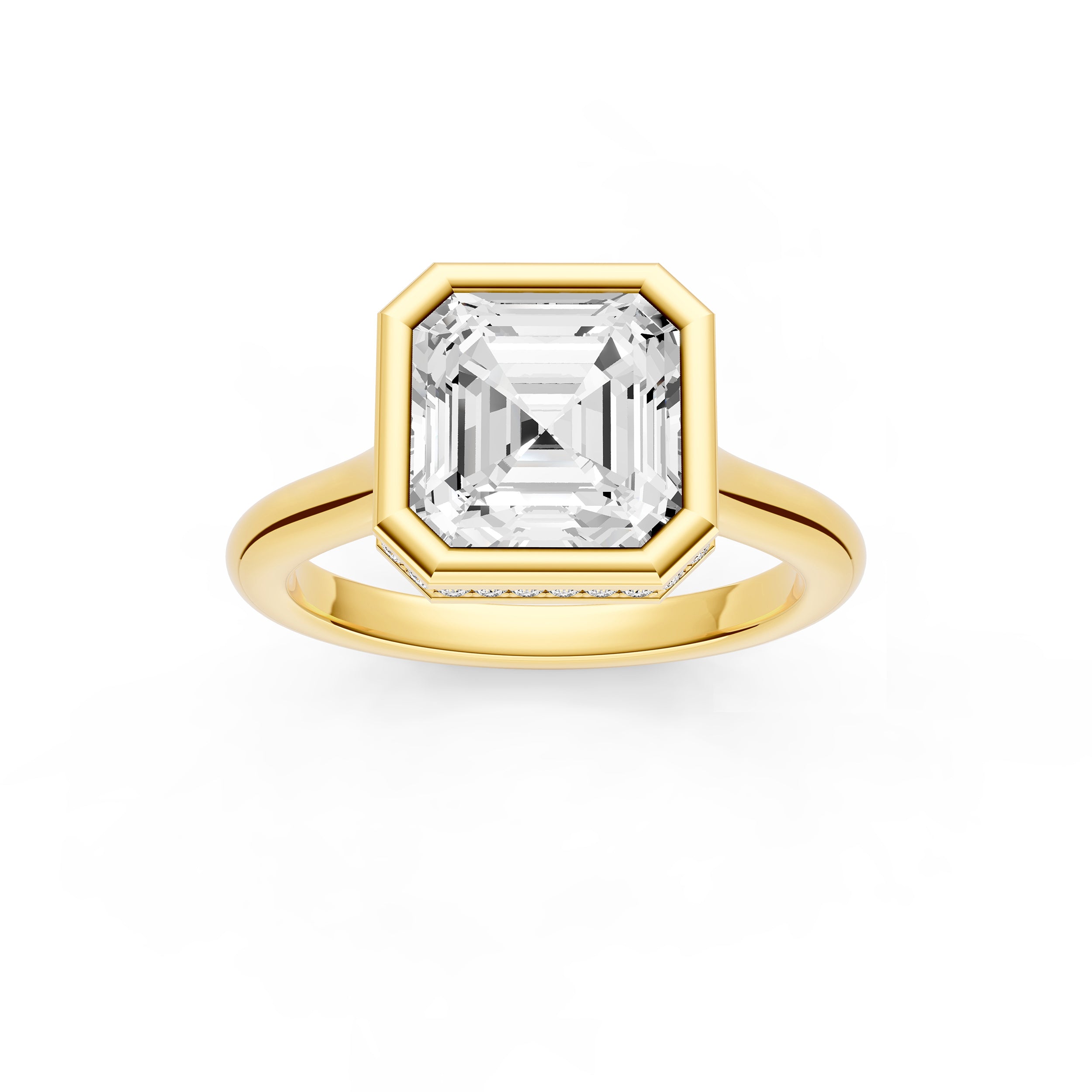 Bezel Hidden Halo Engagement Ring (Asscher) Birmingham Jewelry Engagement Ring Birmingham Jewelry 