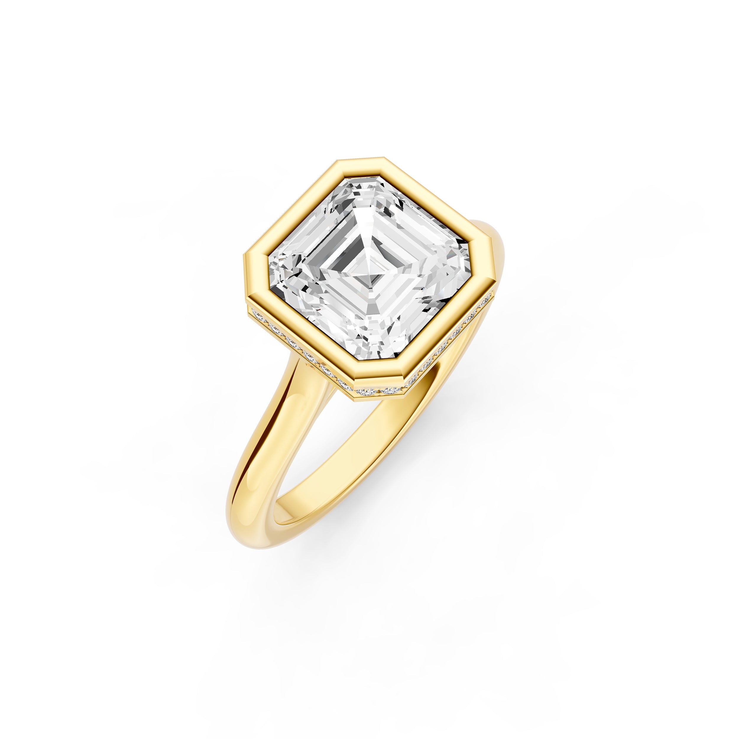 Bezel Hidden Halo Engagement Ring (Asscher) Birmingham Jewelry Engagement Ring Birmingham Jewelry 