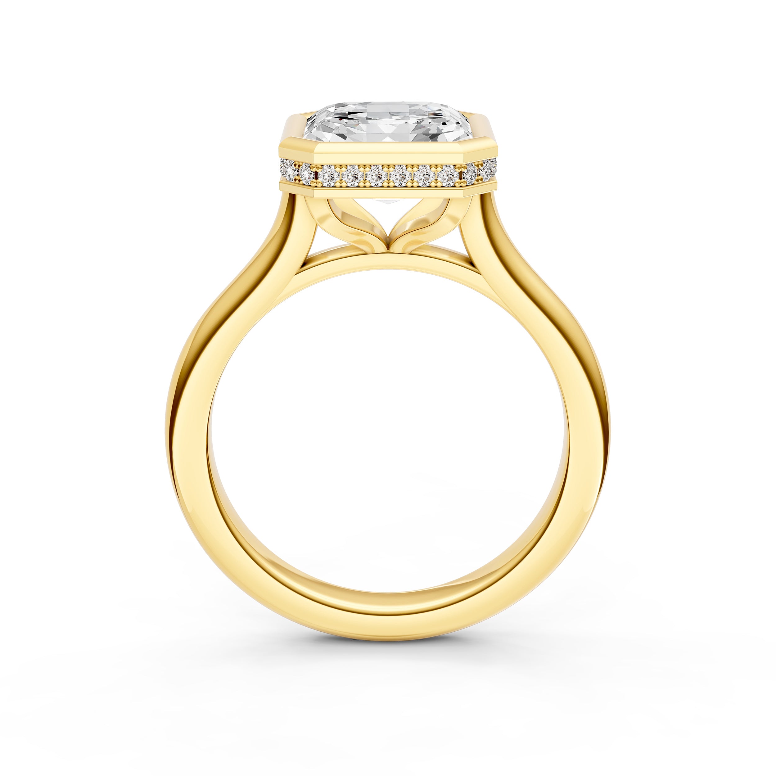 Bezel Hidden Halo Engagement Ring (Asscher) Birmingham Jewelry Engagement Ring Birmingham Jewelry 