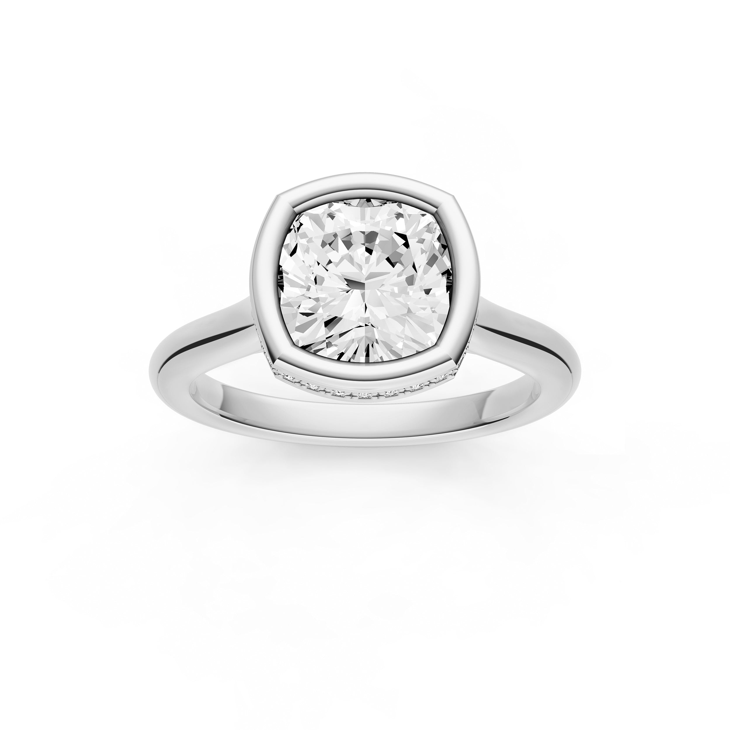 Bezel Hidden Halo Engagement Ring (Cushion) Birmingham Jewelry Engagement Ring Birmingham Jewelry 