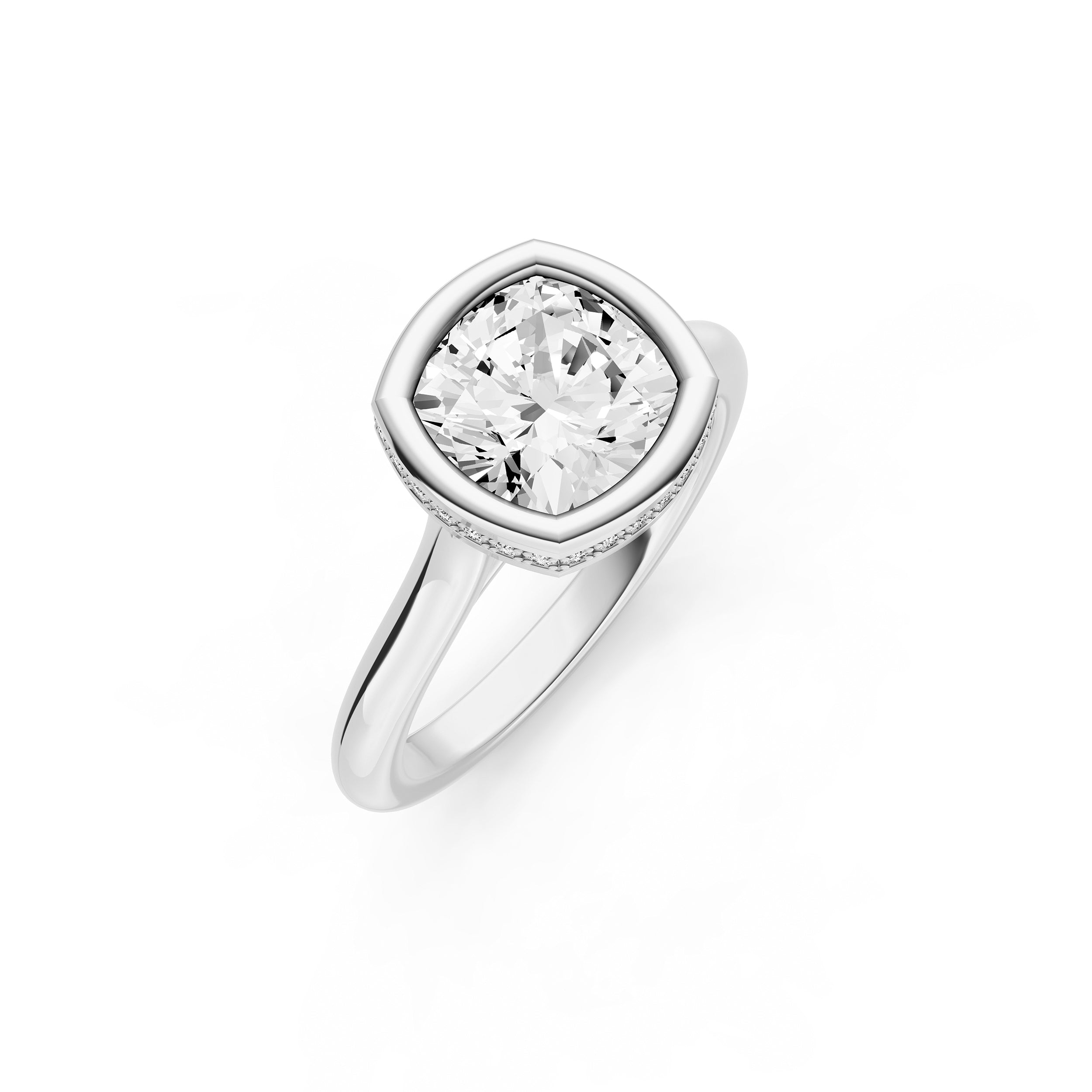 Bezel Hidden Halo Engagement Ring (Cushion) Birmingham Jewelry Engagement Ring Birmingham Jewelry 